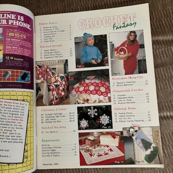 2/$35 Crochet Fantasy 34 Favorites for Christmas Vol 12 No 7 Nov 1993 Vintage - Picture 2 of 6